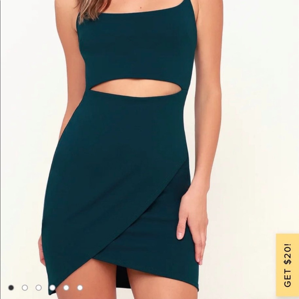 Lulu’s Cutout on the Town Dress in Dark Teal